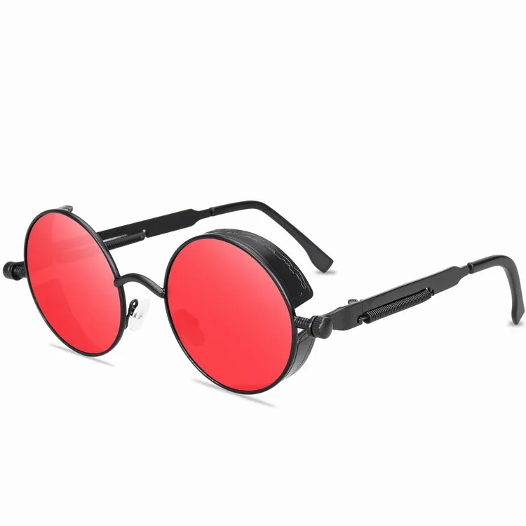 
58028 shades classic steam punk sunglasses Retro men vintage steampunk sunglasses metal frame retro round sunglasses 