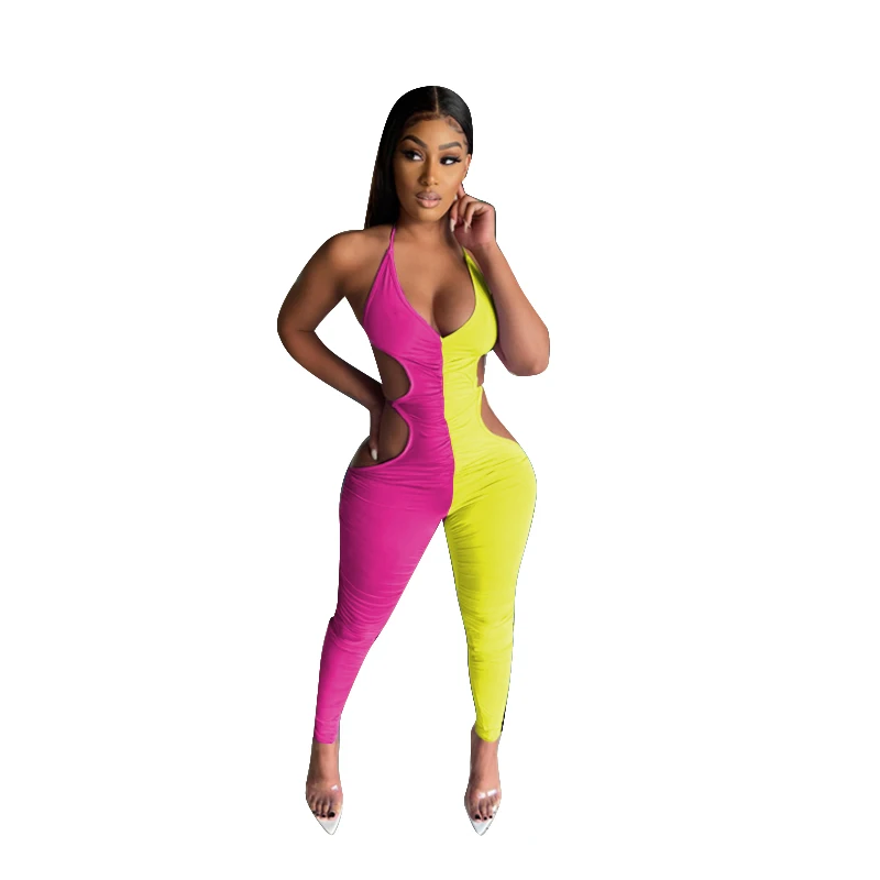 

2021 women's Jumpsuit casual sling Rompers, Rose