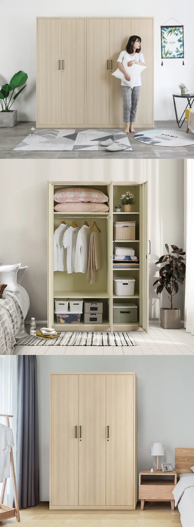 卧室家得宝家具金属便宜的橱柜储物柜有门