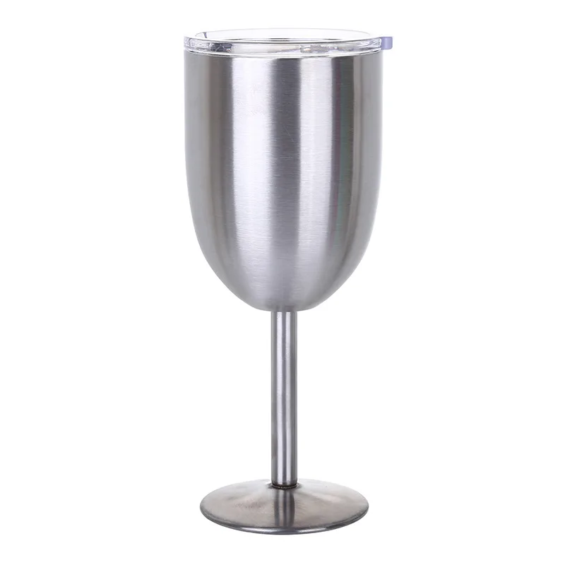 

10oz double wall stainless steel vacuum insulated goblet wine glass