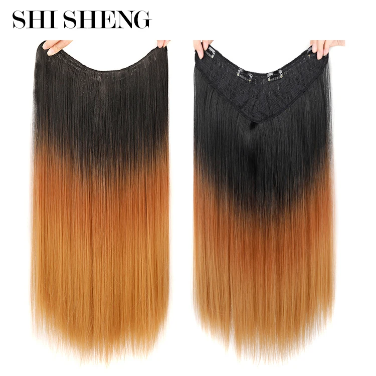 

SHI SHENG Long Gradient V-Shaped Half Wig Clip In One Piece Straight Hair Extensions Synthetic Natural Hairpiece, 1bt27#/1bt27t613#/1bt30t27/1bt73c#/1bt1762#/6t27t613/#613t5126#