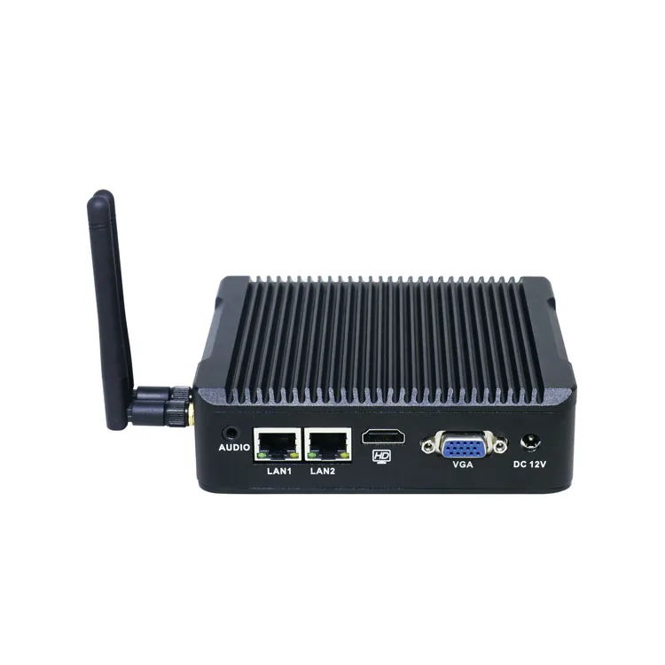 

New design Mini PC Cele ron J1900 mini pc case Quad Core Dual LAN vga HD Fanless Desktop Computers Win10 WIFI at wholesale price, Black