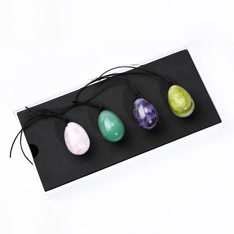 
Wholesale Natural Massage Jade Stone Nephrite Crystal Amethyst Rose quartz Yoni Egg Set For Women Kegel Vaginal Exercise 