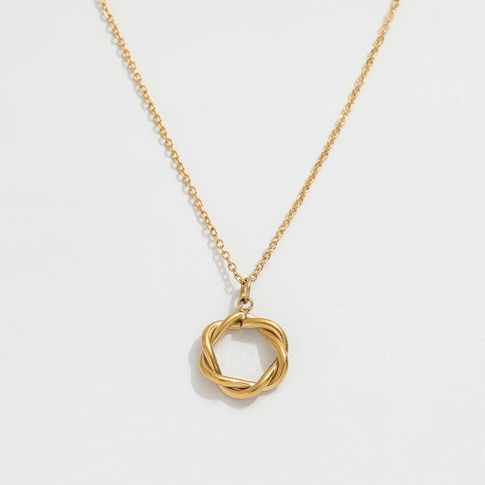 Joolim Jewelry 18K Gold Plated Rope Circle Pendant Necklace Stainless Steel Jewelry Wholesale