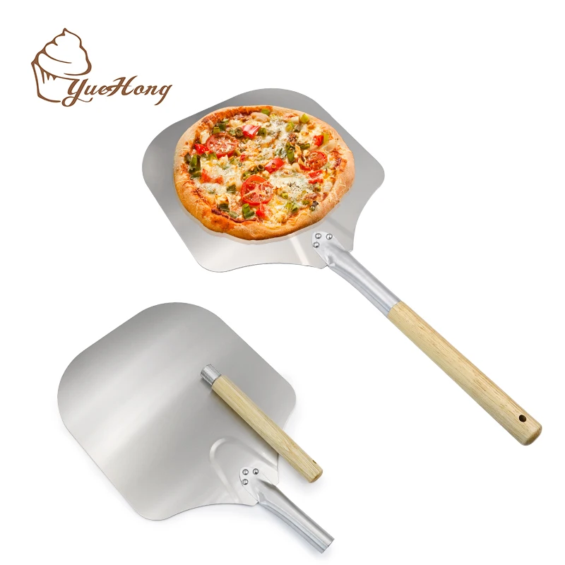 

Aluminum detachable Pizza Peel 12" X 14" with wooden handle for easy storagepizza shovel for baking bread pizza and cookies