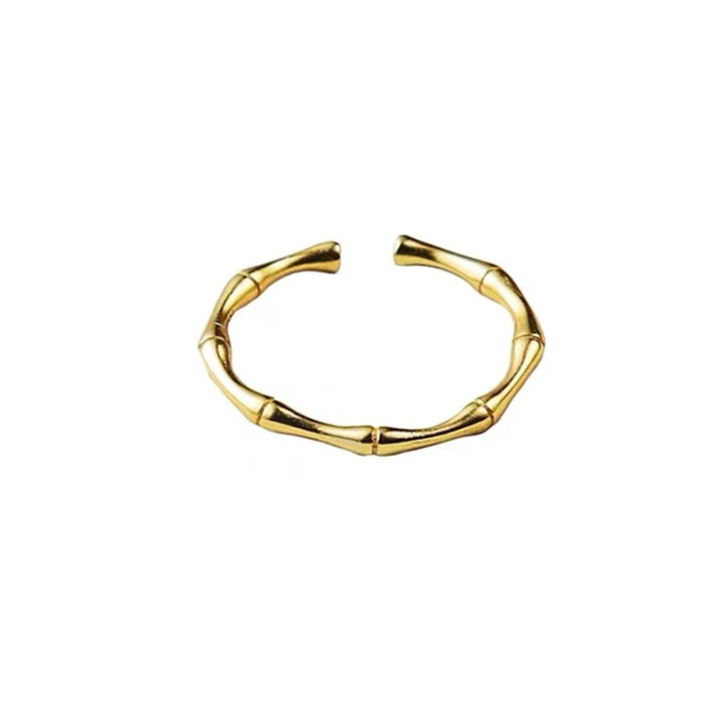 

Exquisite Bamboo Burl Rings Copper Geometric Gold Color Thin Minimalist Rings Adjustable For Women Girls Jewelry Gifts