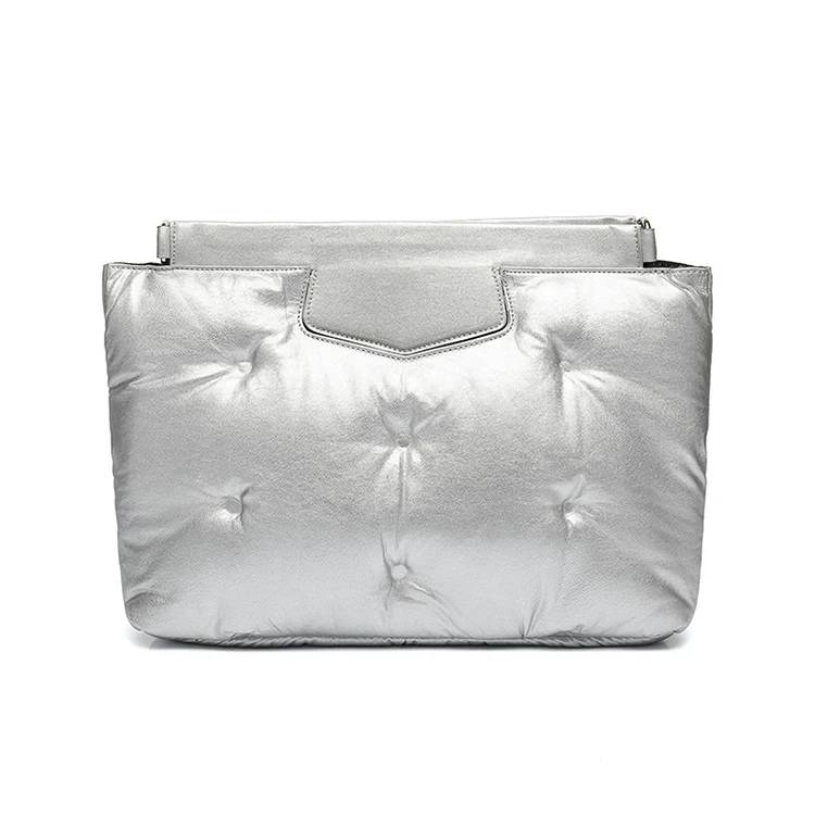 

chic metallic pillow bag silver quilted crossbody bag clutch bag