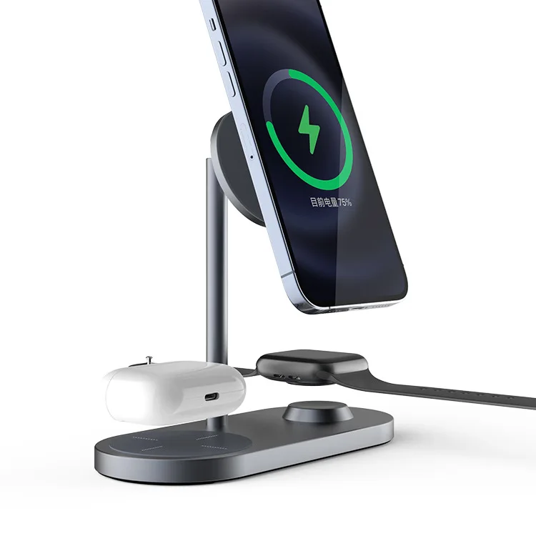 

3 in 1 Wireless Charger Stand For iPhone 11/12 Pro Max Qi 15W Fast Charging Induction Chargers For Apple Watch AirPods Samsung