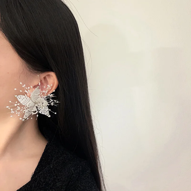 

New Trendy Design Exaggerated Flower Personality Pendant Earrings Jewelry For Women