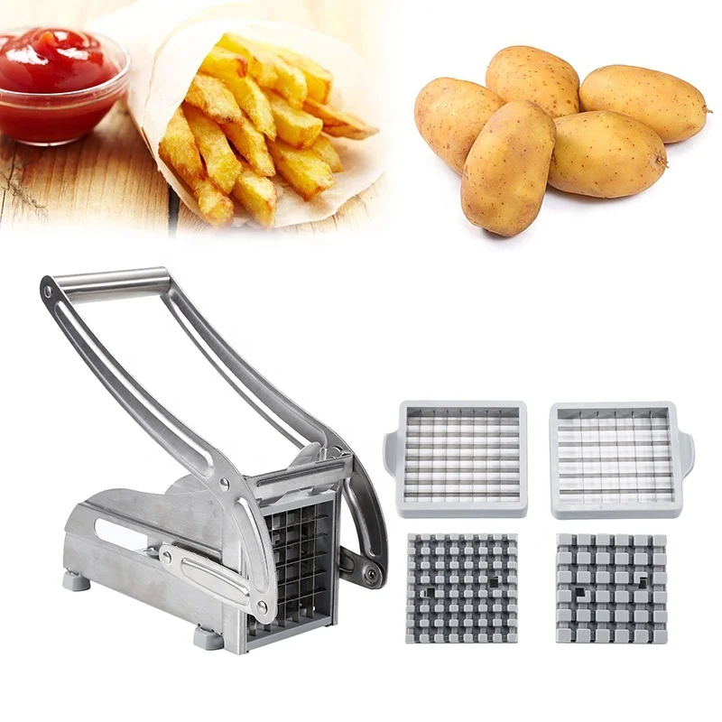 

Kitchen Gadgets Accessories Potato Chips Maker Cutter Stainless Steel Chips Making Tool Vegetable French Fry Chopper Slicer, Silver