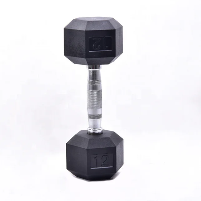 

Gym Equipment Wholesale Weight Price Black Rubber Hexagon Dumbbell Set