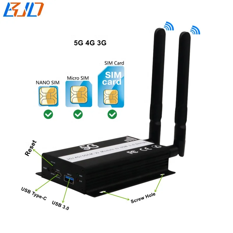 

5G 4G LTE GSM Modem Adapter NGFF M.2 Key B to USB 3.0 Type-C Riser Card Dual Antenna + Protection Case For Laptop Desktop