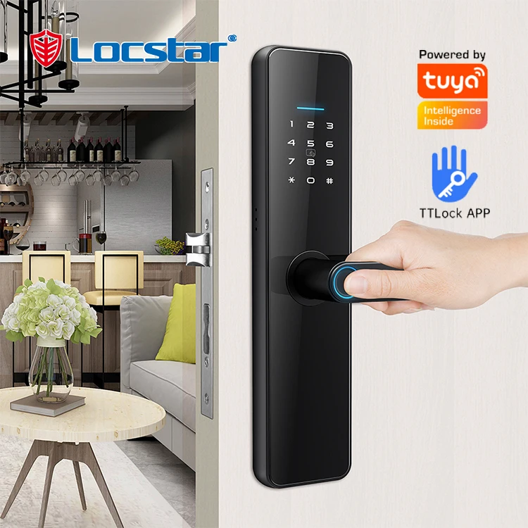

Locstar Home Digital Wifi Fingerprint Password Card Key Waterproof Room Mortise Ttlock Smart Door Locks For Bedroom