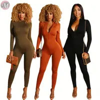 

9100810 2019 sexy solid color both wear long sleeve Womens Jumpsuits And Rompers Sexy Bodycon