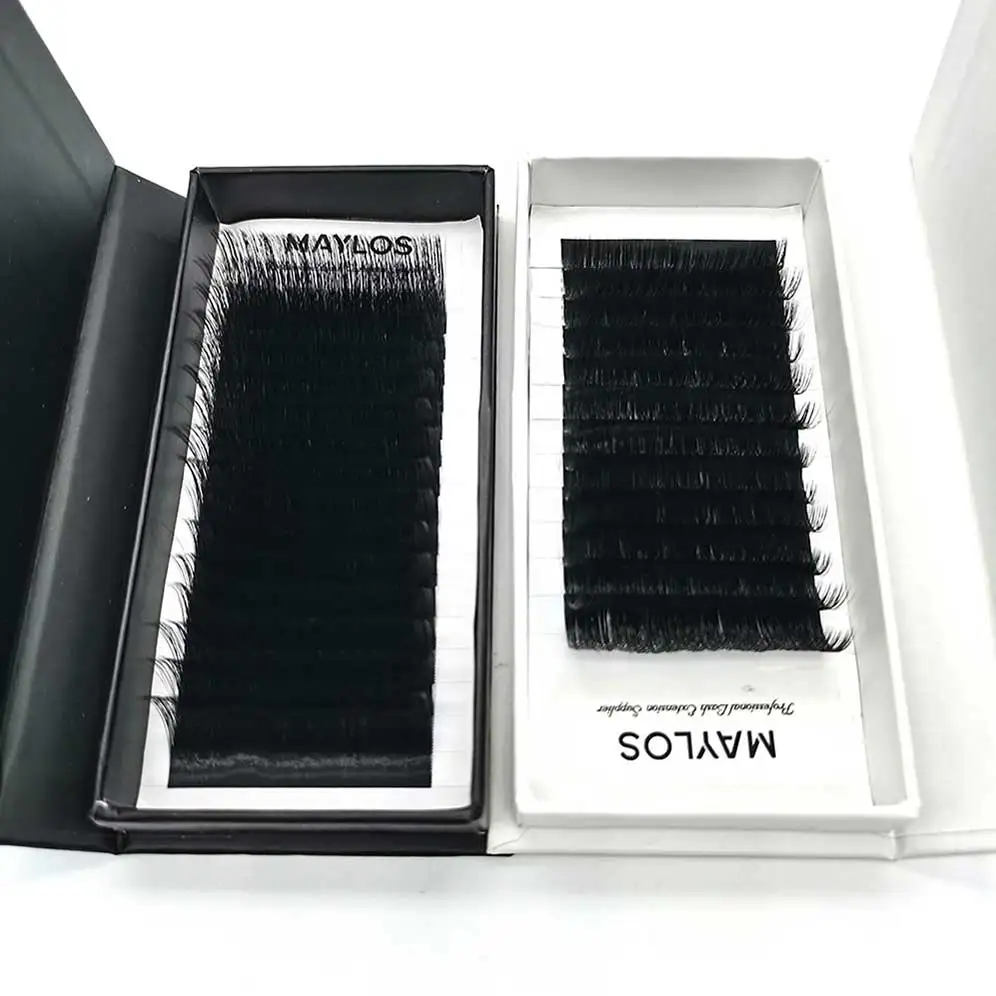 

Private label eyelash extension supplies lashes vendor custom box matte black volume individual cashmere lash tray, Natural black