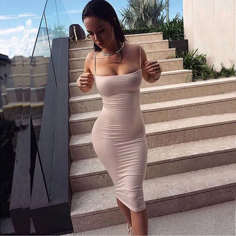 

KQ-194 Fashion summer backless suspender dresses women sleeveless bodycon halter dress party nightclub vestidos sexis, As picture