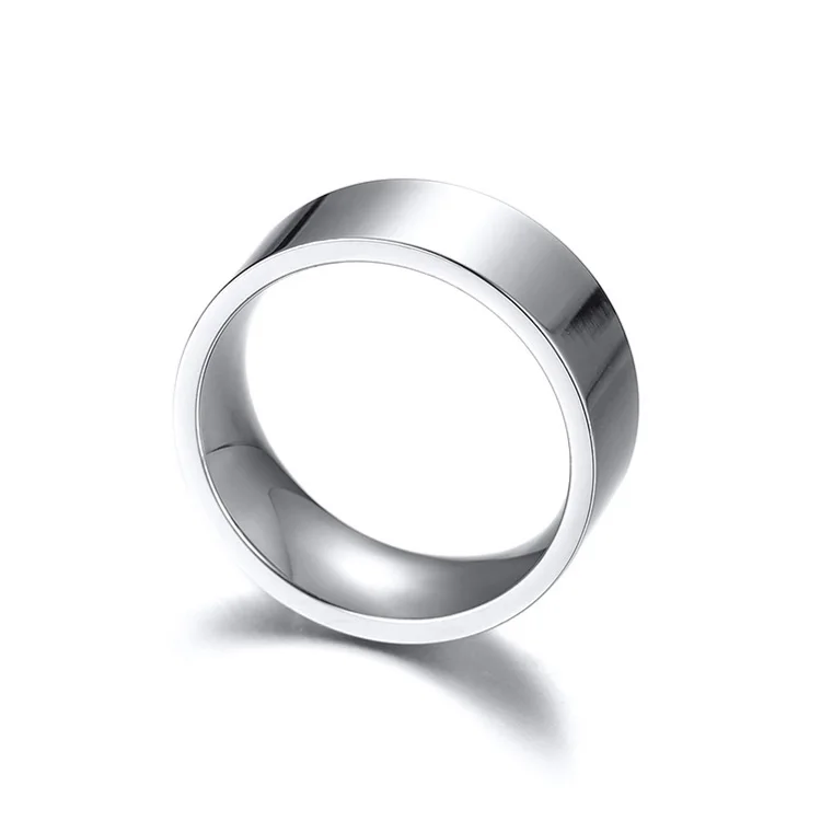 Stainless Steel Stamped High Polished Edged Ring 8mm 