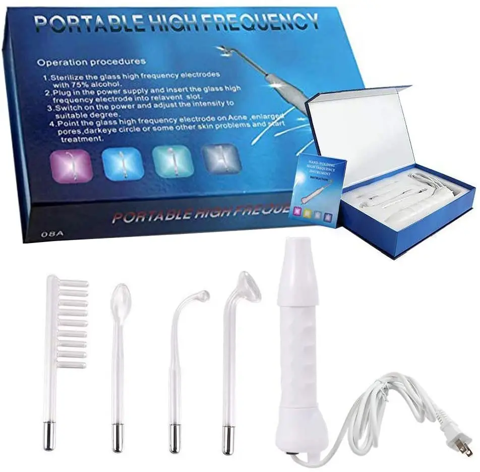 

High Frequency Facial Machine Portable Handheld Wand Skin Tightening Acne Spot Wrinkles Remover Beauty instrument, White