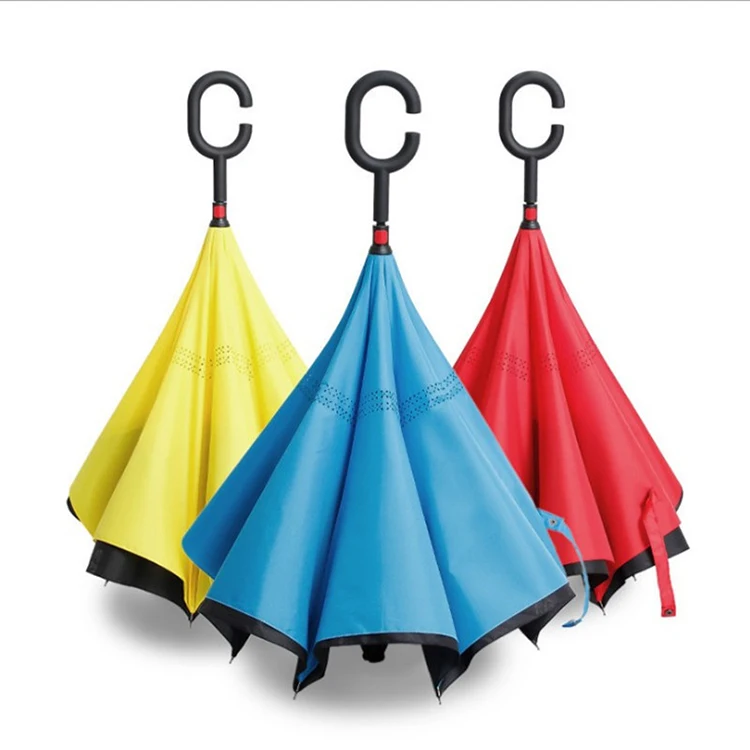 

Wholesale Amazon Custom Logo Printed Double Fabric Windproof Reverse Double Layer Inverted Sun Protection Umbrella