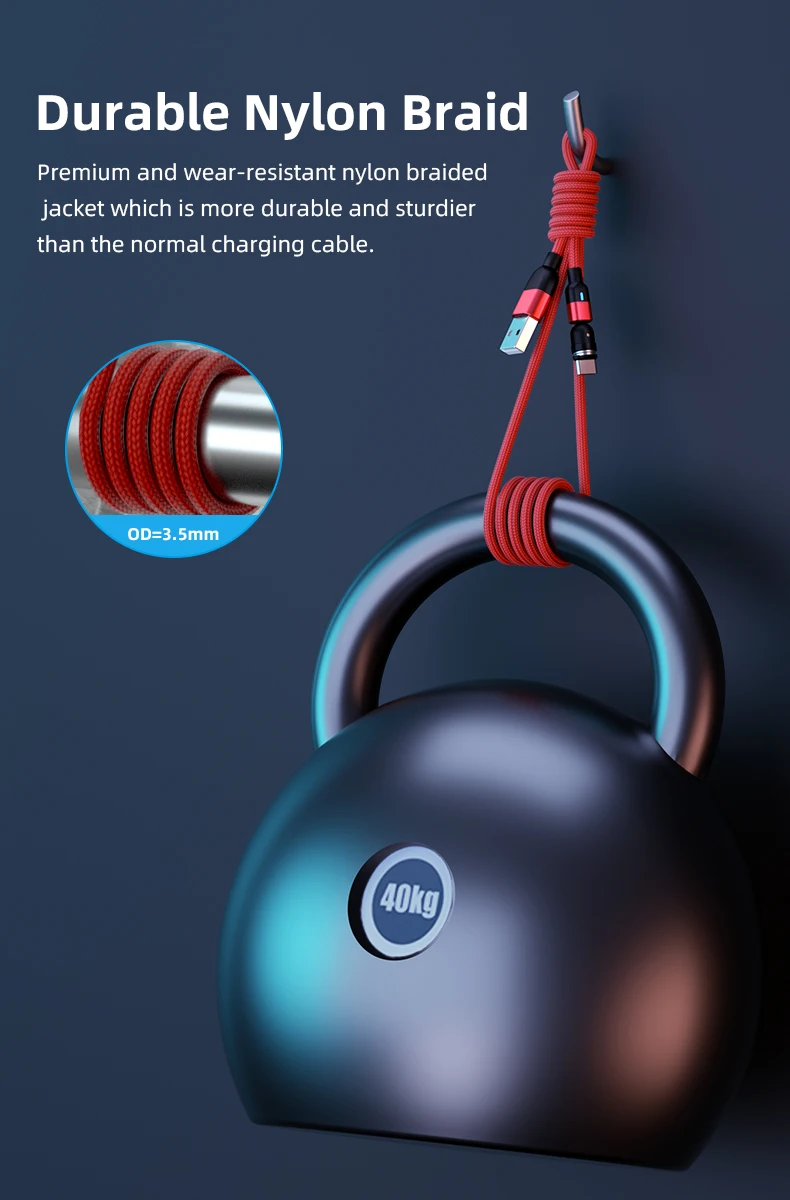 New design 5pin CE ROHS FC Approved Magnetic Mobile Phone Charger Cable 3A Cell Phone Charging Magnetic USB Cable - ANKUX.COM