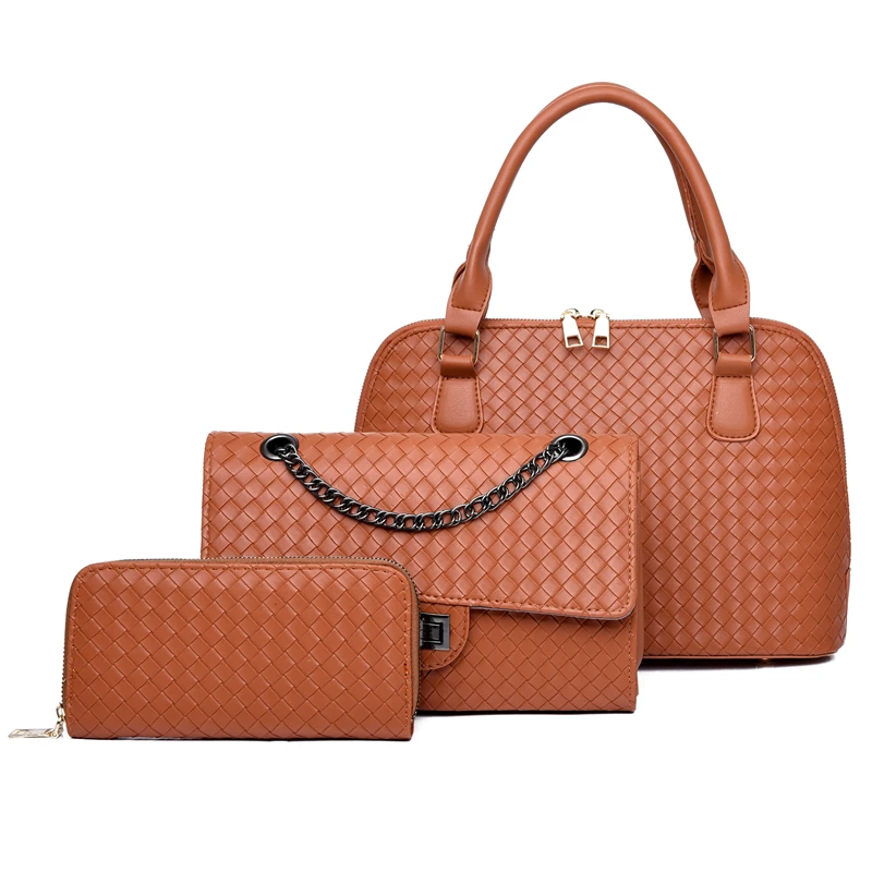 

3-piece Set PU Leather Handbags for Women Ladies Designer Tote Bags Purses Shoulder Bags Crossbody Bags