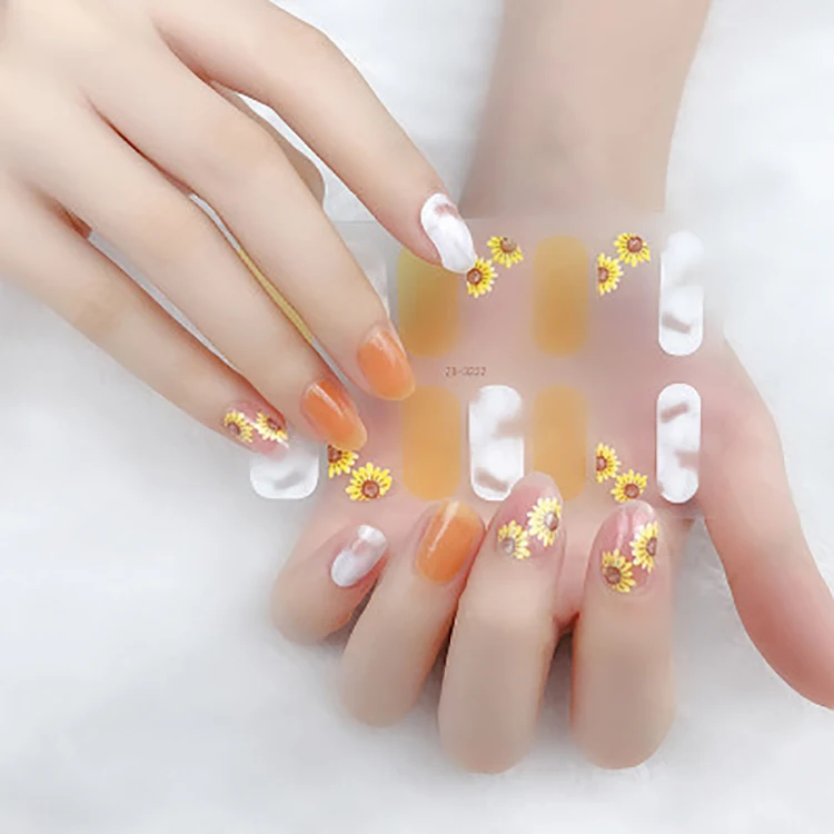 

14 Stickers Crystal Nail Jelly Clear And Translucent Daisy Nail Stickers, Colorful