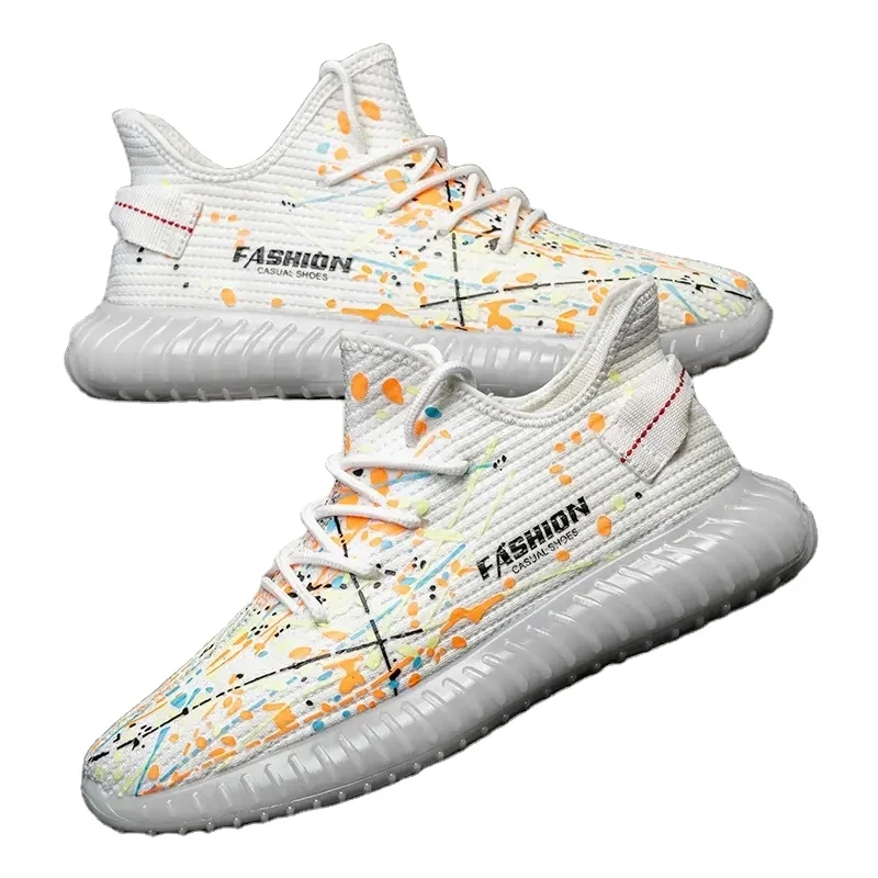 

2121 luminous flying woven men's fashionable sports shoes casual breathable running shoes, As picture