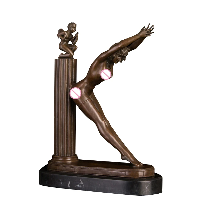 

DS-433 Classical Statue Angle Baby Woman Bronze Sculpture for Home Desktop Decoration Vintage Metal Art