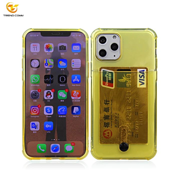 

New Designer Soft Durable Transparent Clear Color TPU Wallet Card Phone Case For iPhone 11 12 Pro Max