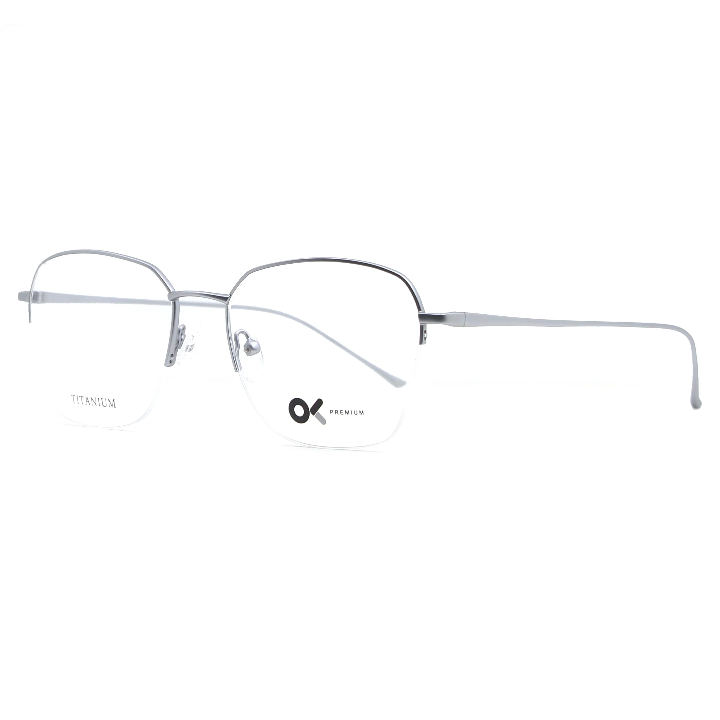 

IP99104 Semi-rimless titanium frame optical glasses hot selling titanium glasses occhiali, C1 gold, c2 silver, c3 tarnish, c4 black