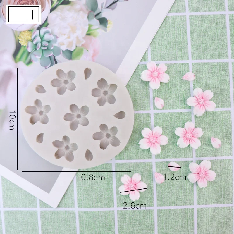 

New arrival Flower shape silicone fondant molds cherry silicone moulds for cake decoration Molde de silicona Flower, Gray