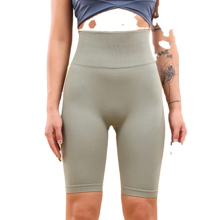 

2021 plus size fitness scrunch booty gym soft butt lifting 2 pcs set biker nylon yoga shorts for women