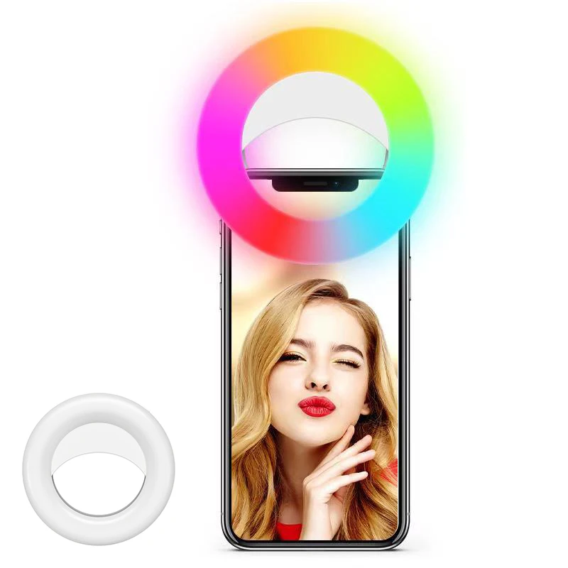 

2021 NEW STYLE High Quality RGB Dimmable LED Ring Light mini LED RGB Selfie Ring Light for Makeup,YouTube Video, Pink/green/white