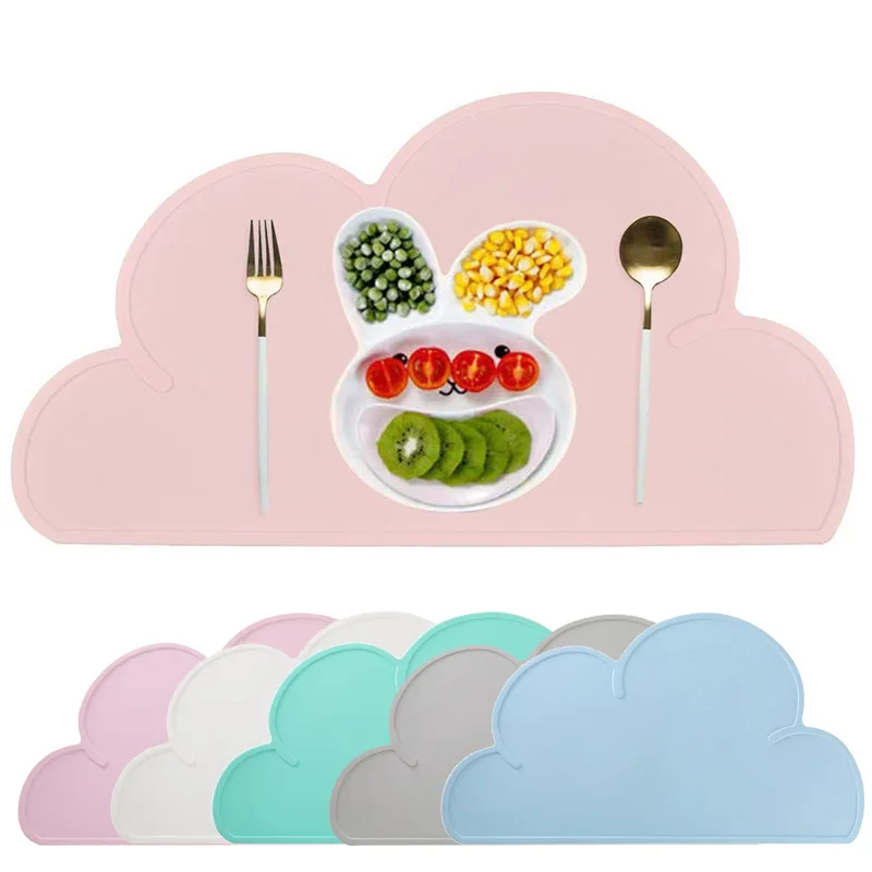 

Hot selling cloud silicone insulation pad creative kids placemat spill-proof baby mobile table mat cake tools, As picture