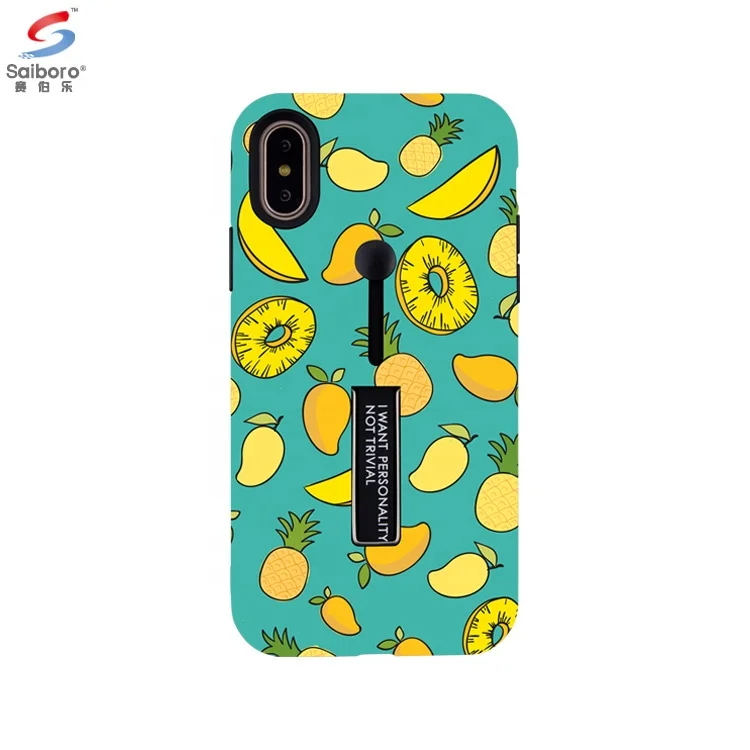 

Saiboro pineapple banana fruit print pattern green kickstand case for iphone x hot, luxury case for iphone 7 8 x 10 case 2018, Black, blue, white ,multi