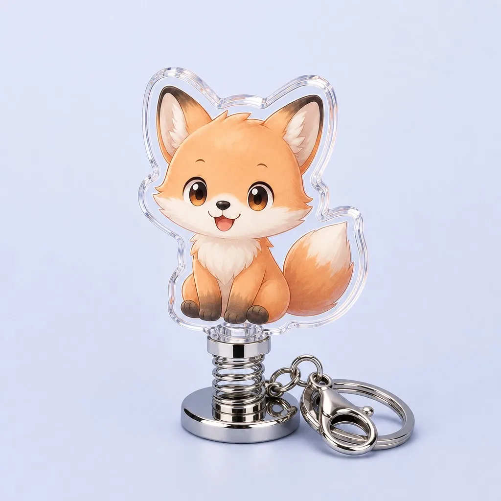 Auburn Bushy-Tail Fox Spring Bobblehead Keychain