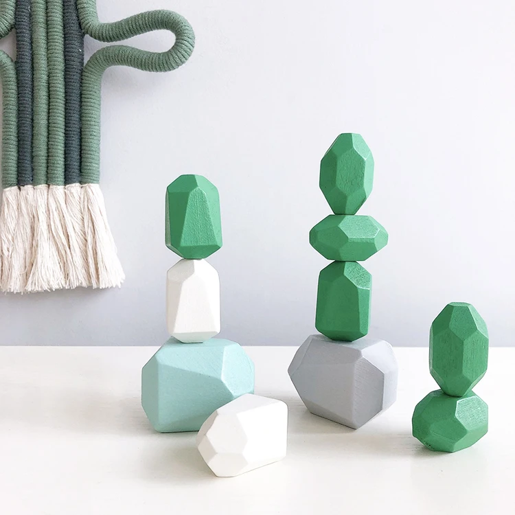 

Nordic ins hot children creative game wooden kids baby toy room decor building blocks balancing stone, As picture