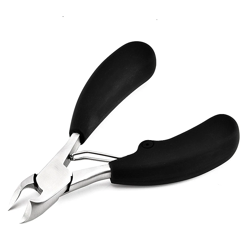 

Professional custom logo plain plastic handle toenail nipper curved black cuticle nippers