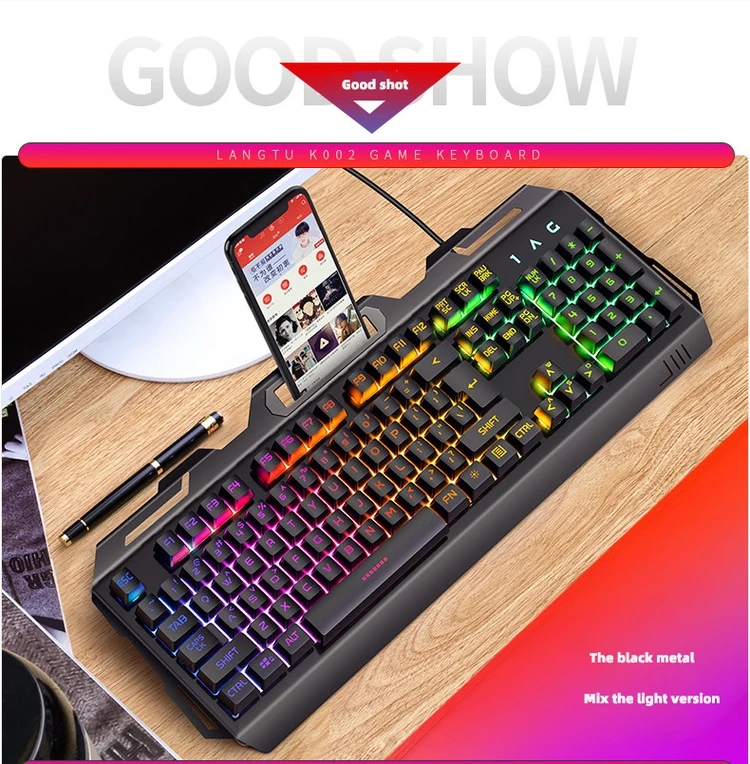 0DA7 Luminous 104 Key Colorful USB Keypad Computer Gaming Touch Keyboard 