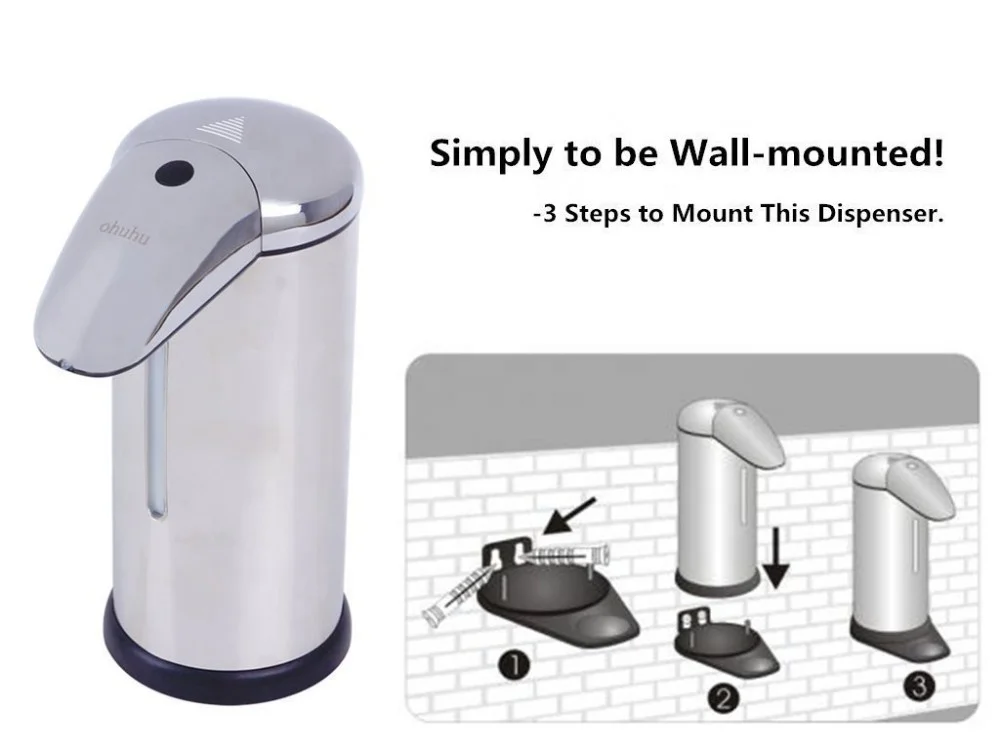 
NEW Creative Infrared Touchless Stainless Steel Sensor Liquid Soap Dispenser for kitchen bathroom HOME approved by CE ROHS 