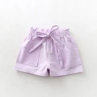 

New summer children's clothing little girls casual shorts solid color cotton linen beach pants