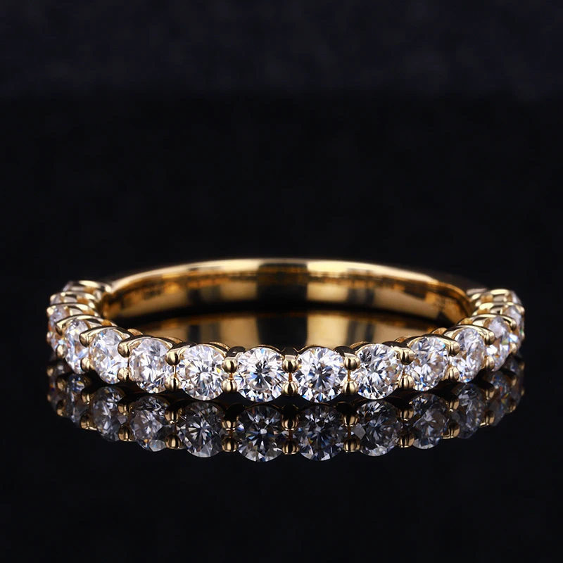 

Half Eternity Wedding Rings Moissanite Yellow Gold Jewelry Band Ring for Men 24K Gold Plated Women's Ball CLASSIC Micro Insert