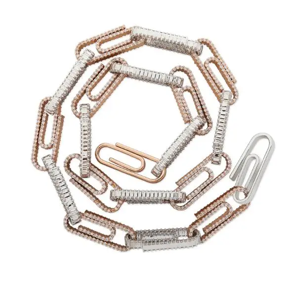 

Hip hop cuban link choker full of zircon real gold plated men's and women's Button Necklace