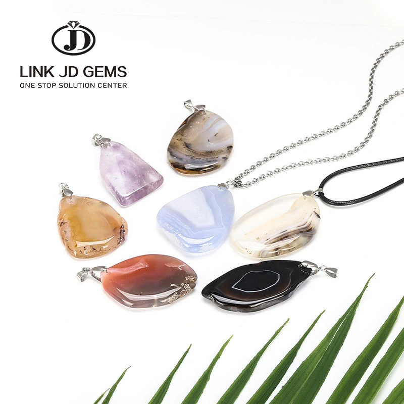 

Free Shape Wholesale Natural Stone Pendant Purple Agates Irregular shape charm For Women Necklace Jewelry Making