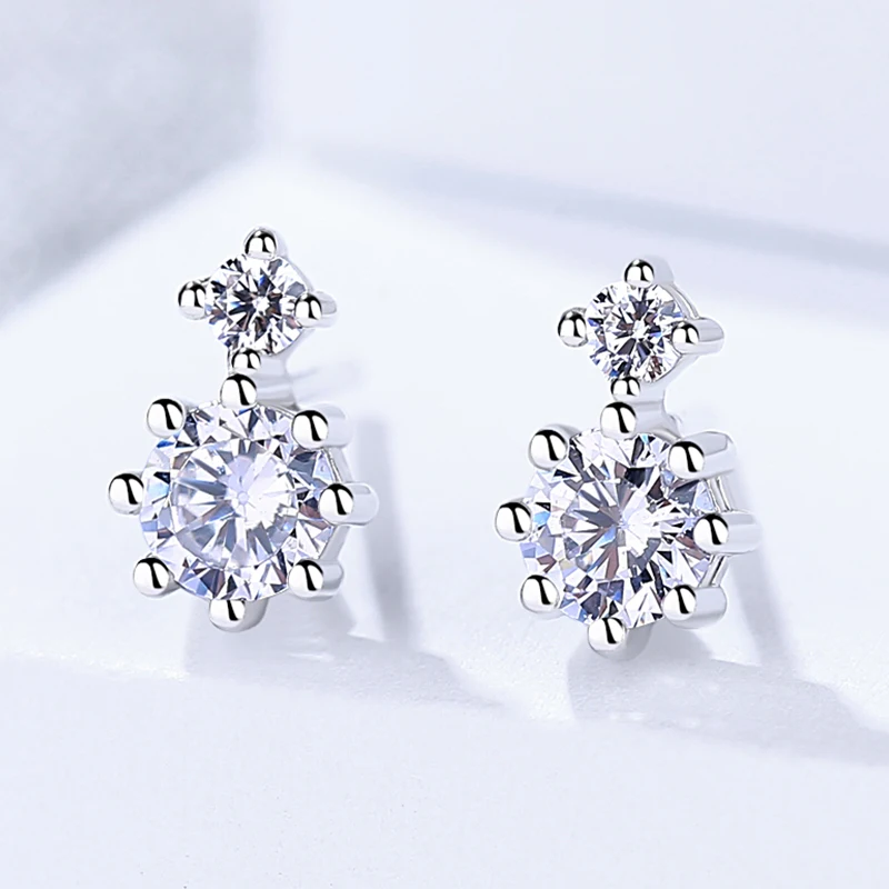 

Fancy CZ 925 silver stud earring for girls, White