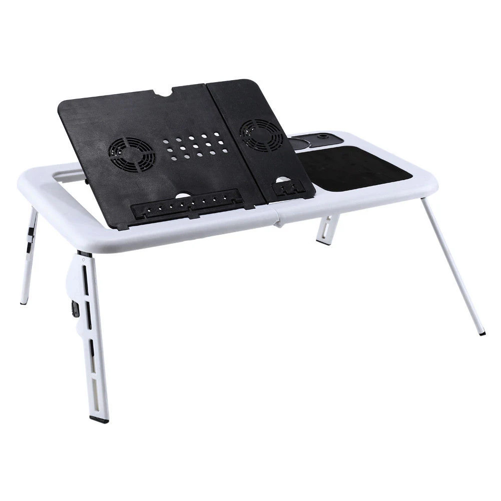 Adjustable Foldable Laptop Desk Table Bed Sofa Notebook Stand Tray Cooling Fan 