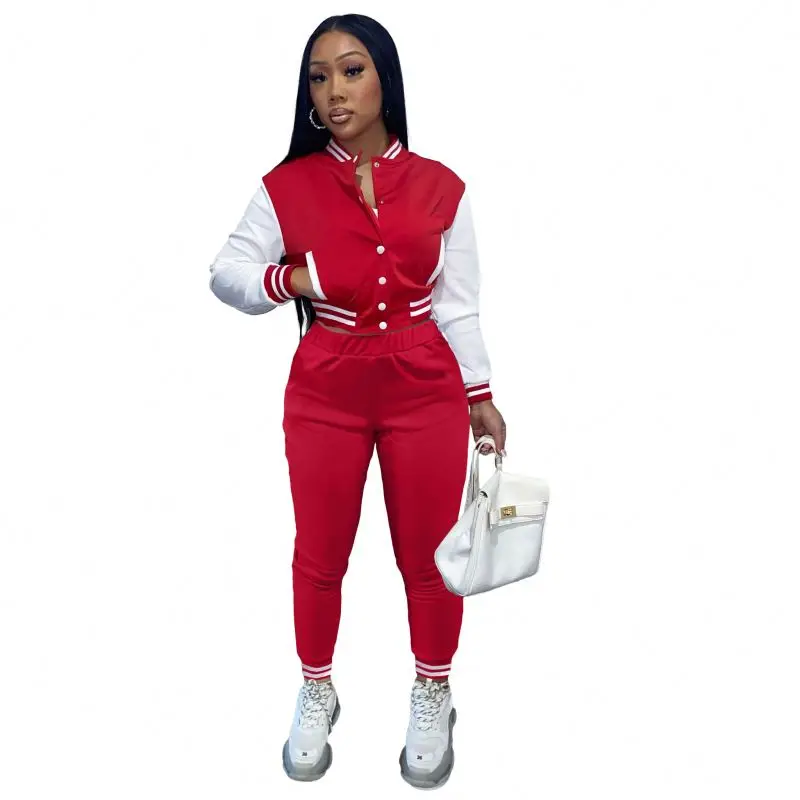 

2021 new Fashion Fashion Trendy Coats crop jacket pants set two piece pants set women