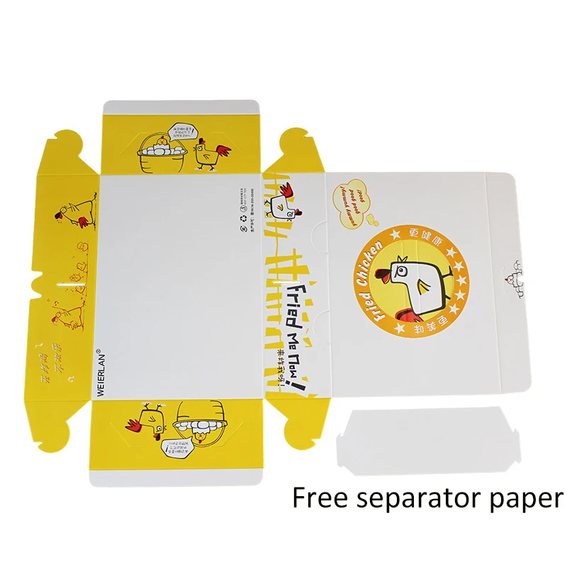 

Eco Wholesale Custom Takeaway Korean Fried Chicken 2-compartment Paper Box French Fast Food Packaging Boxes