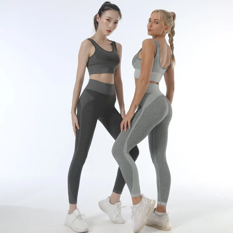 

Women's 2 Pieces Yoga Suits Workout Gym Sets High Waisted Leggings and Sports Bra set