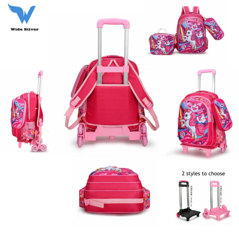 

tas ransel roda girl boy kids kindergarten backpack trolley school bag with lunch box and pencil case for Primary School